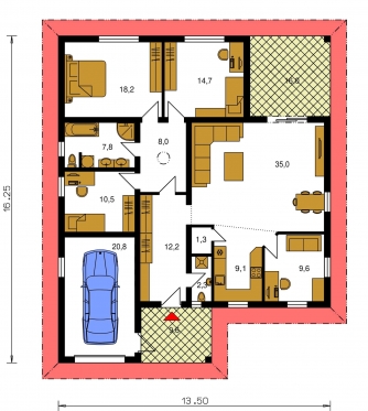 Grundriss des Erdgeschosses - BUNGALOW 155